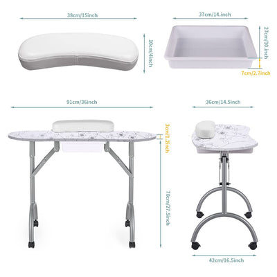 LEIBOU Professional 36 Inch Vented and Foldable Manicure Table (Used) - VMInnovations