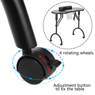 LEIBOU Vented Foldable Manicure Nail Technician Table w/ Fan, Black (Open Box) - VMInnovations