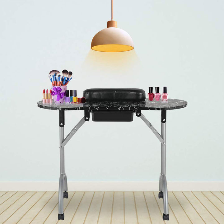36 Inch Portable Foldable Technician Manicure Table, Pattern (Open Box)