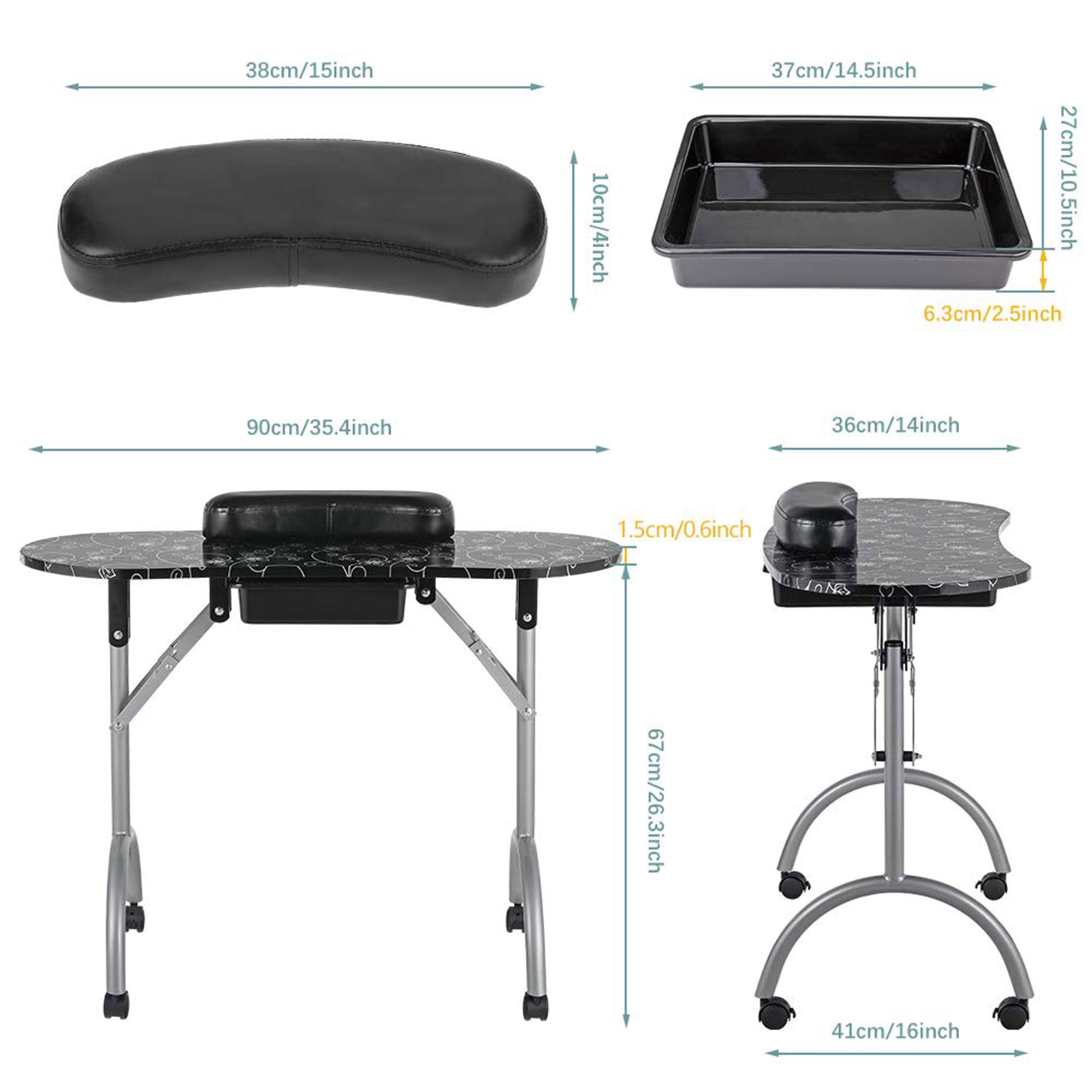 LEIBOU Professional 36 Inch Portable Foldable Technician Manicure Table (Used) - VMInnovations