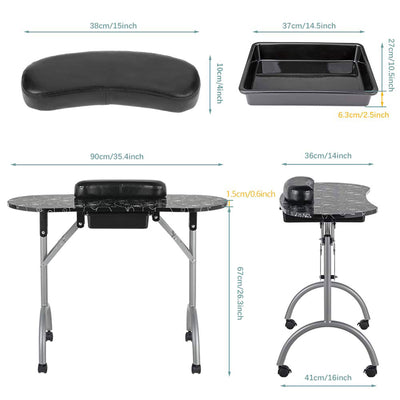 LEIBOU Professional 36 Inch Portable Foldable Technician Manicure Table (Used)