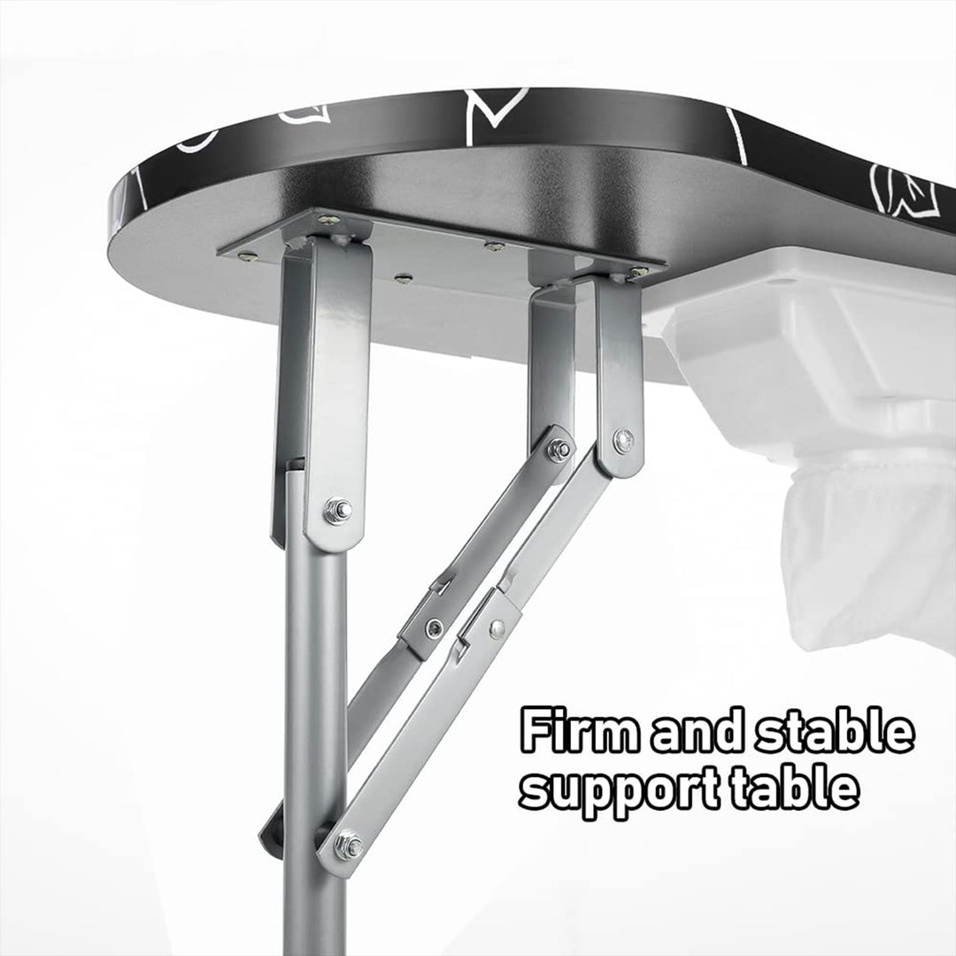 Professional 35 Inch Vented and Foldable Manicure Table, Black Flower (Used)