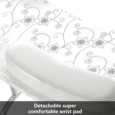 LEIBOU Professional 36 Inch Foldable Technician Manicure Table, White Flower