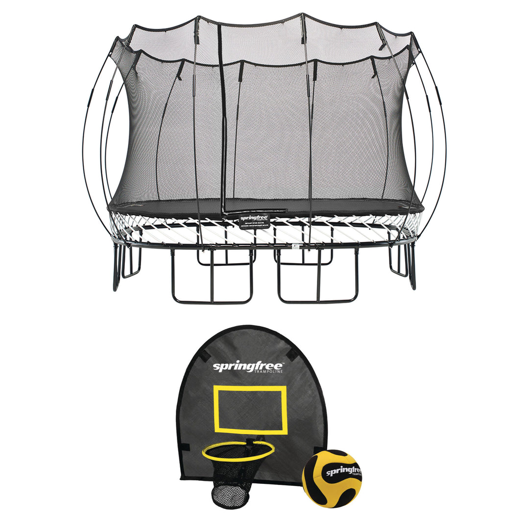 Springfree Trampoline Kids Square 13 Foot Trampoline & FlexrHoop Basketball Game - VMInnovations