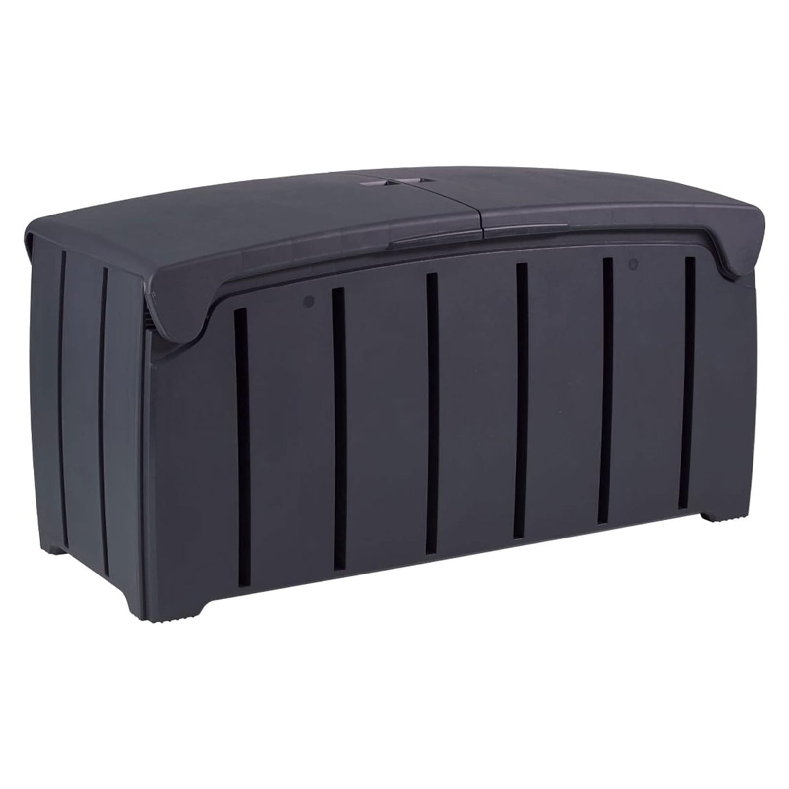 Strata Products Outdoor 85 Gal/321L Patio Storage Deck Box w/Dual Door Lid,Black - VMInnovations