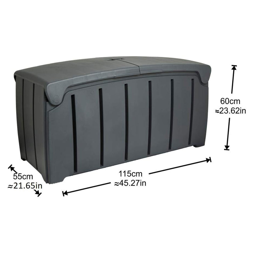 Strata Products Outdoor 85 Gal/321L Patio Box w/Dual Door Lid,Black (For Parts)