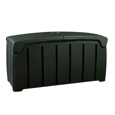 Strata Products Outdoor 85 Gal/321L Patio Storage Deck Box w/Dual Door Lid,Black