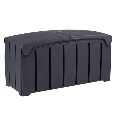 Strata Products Outdoor 85 Gal/321L Garden Storage Box w/ Double Door Lid, Black