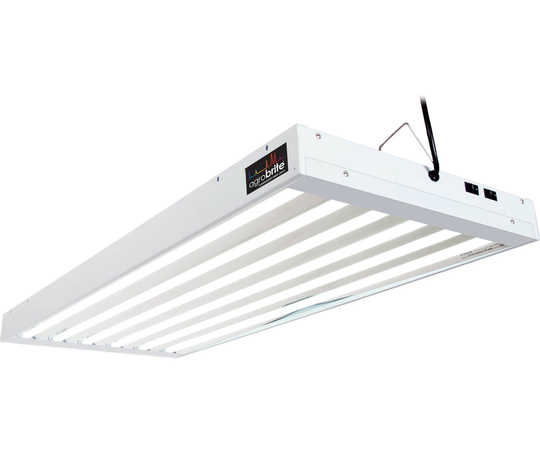 AgroBrite FLT46 6-Tube Hydroponic 4' 324W Grow Light Fixture with Bulbs, White