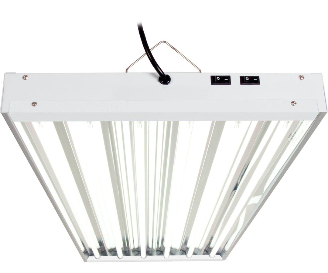 AgroBrite FLT46 6-Tube Hydroponic 4' 324W Grow Light Fixture with Bulbs, White