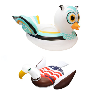 Swimline Giant Inflatable Ride-On Owl Float & Giant Inflatable Bald Eagle Raft