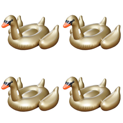 Swimline Golden Swan 75 Inch Inflatable Giant Rideable Raft Pool Float (4 Pack)