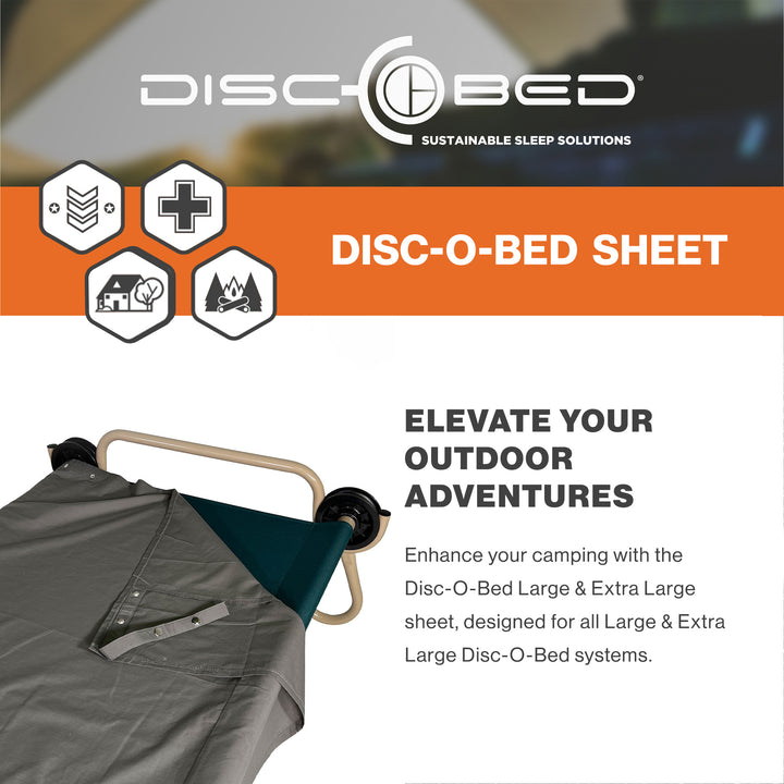 Disc-O-Bed L/XL Cot Sheet for Portable Bed Systems & Camping, Grey (Open Box)