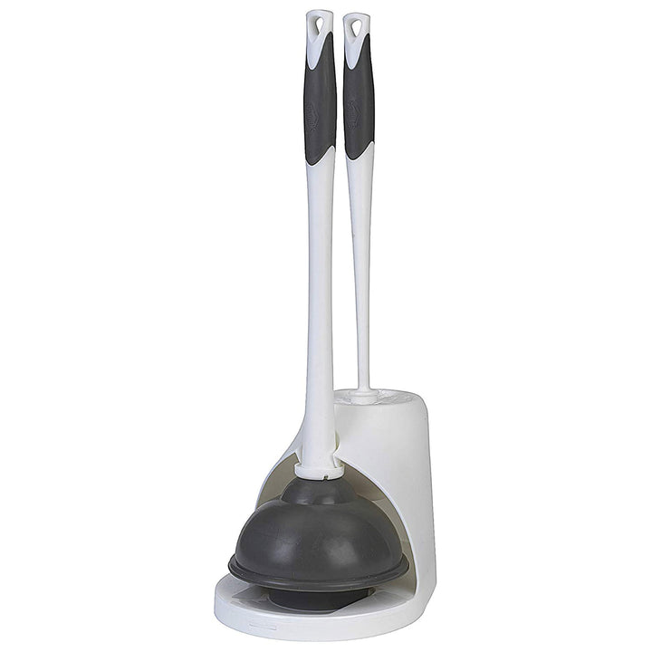Clorox Toilet Plunger and Brush Bowl Set for Cleaning Bathroom, White (Open Box) - VMInnovations