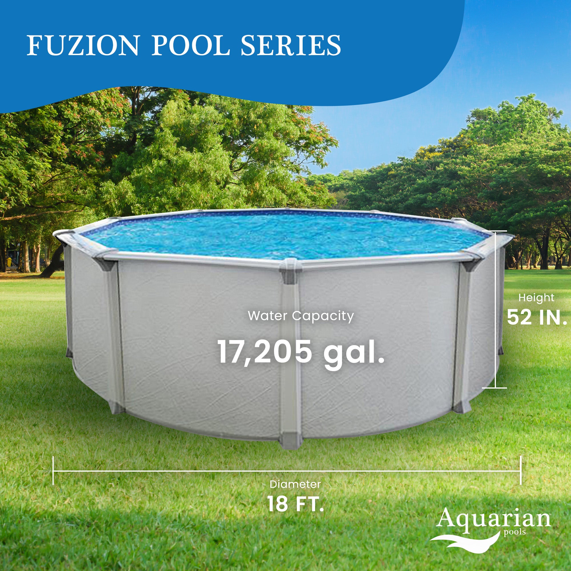 Aquarian Pools Fuzion Series Capri 18ft x 52in Round  Swimming Pool (For Parts)