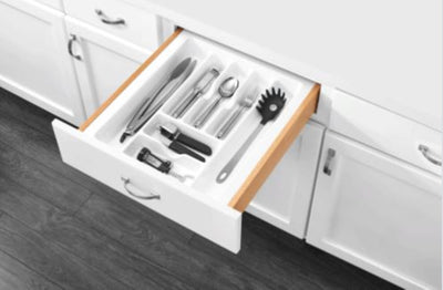 Rev-A-Shelf GCT-3W-52 Plastic Compartment Cutlery Tray Insert Organizer, White