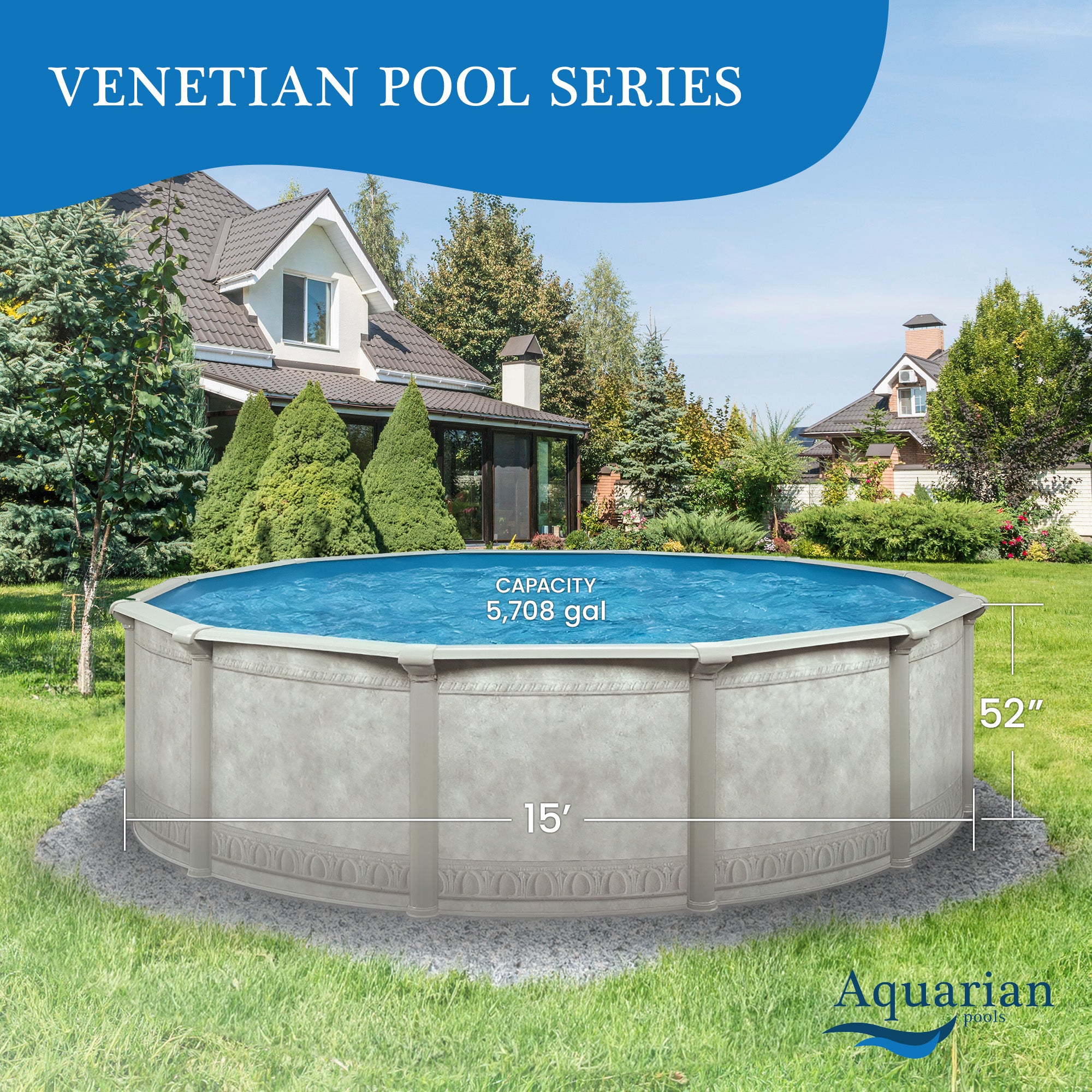 Aquarian 15'x52" Round Frame Above Ground Swimming Pool without Liner(For Parts) - VMInnovations
