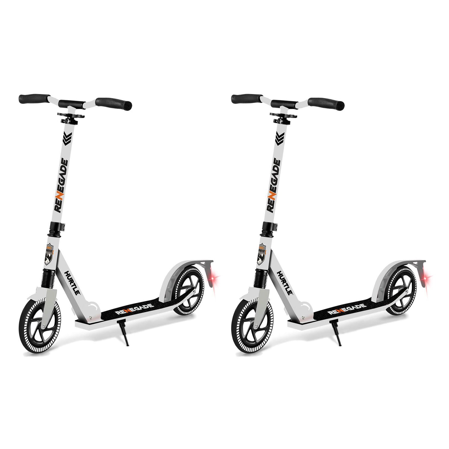 Hurtle Renegade Lightweight Foldable Adult Commuter Kick Scooter, White (2 Pack) - VMInnovations