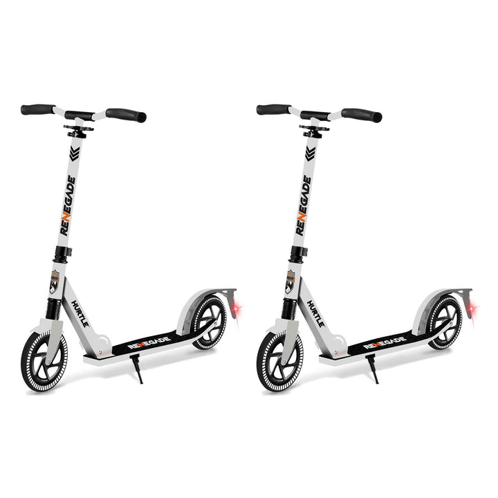 Hurtle Renegade Lightweight Foldable Adult Commuter Kick Scooter, White (2 Pack) - VMInnovations