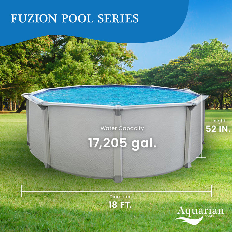 Aquarian Pools Fuzion Series 18 Feet x 52 Inch Round Above Ground Swimming Pool