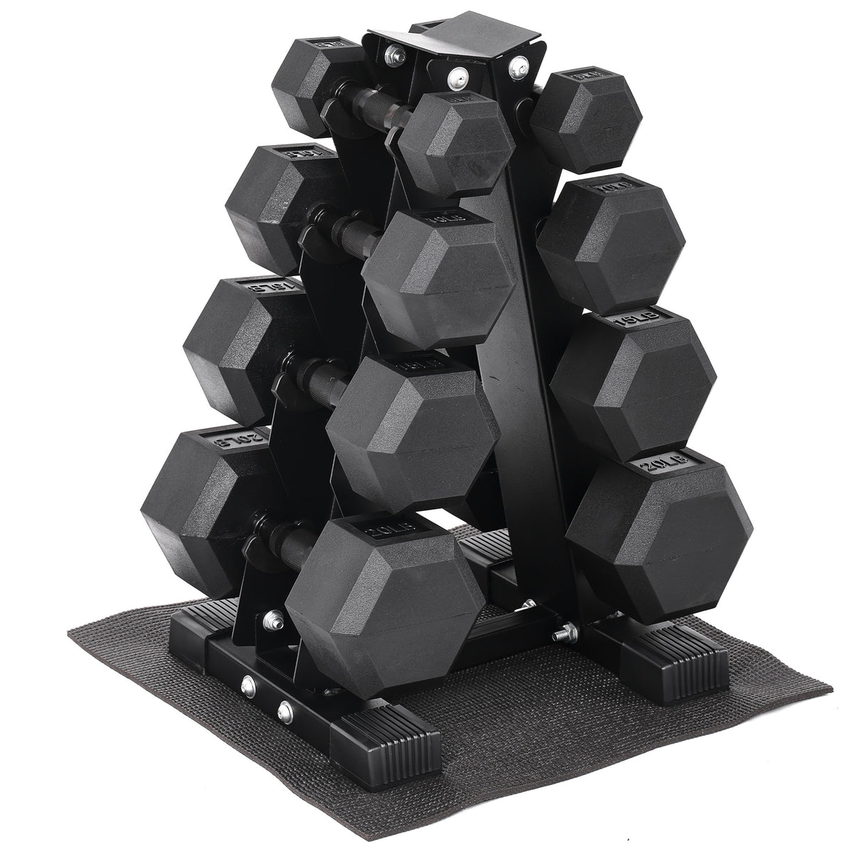 BalanceFrom Dumbbell Set with Stand, Rubber Encased Home Gym Hand Weights, 100lb