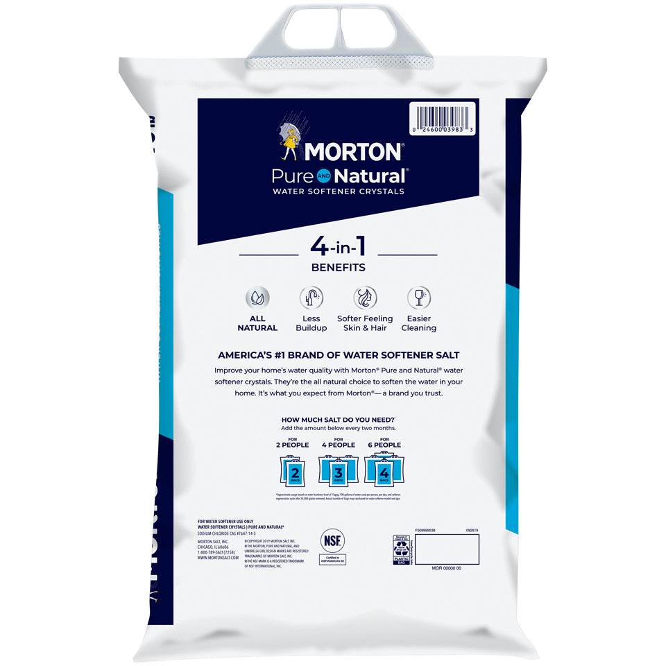 Morton Salt Pure and Natural Sodium Chloride Water Softener Crystals, 40 Pounds