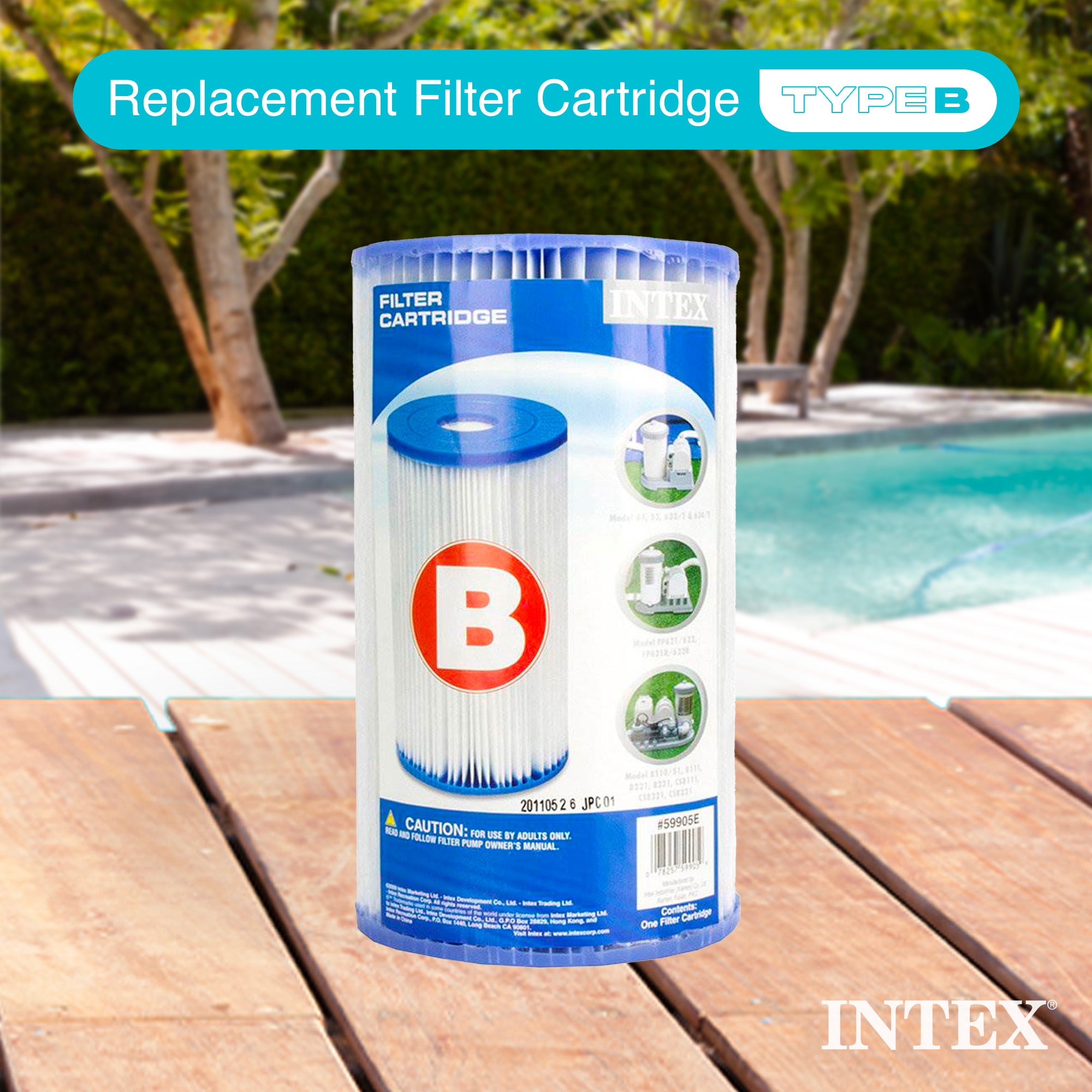 Intex 29005E Pool Easy Set Type B Replacement Filter Pump Cartridge, (6 Pack)