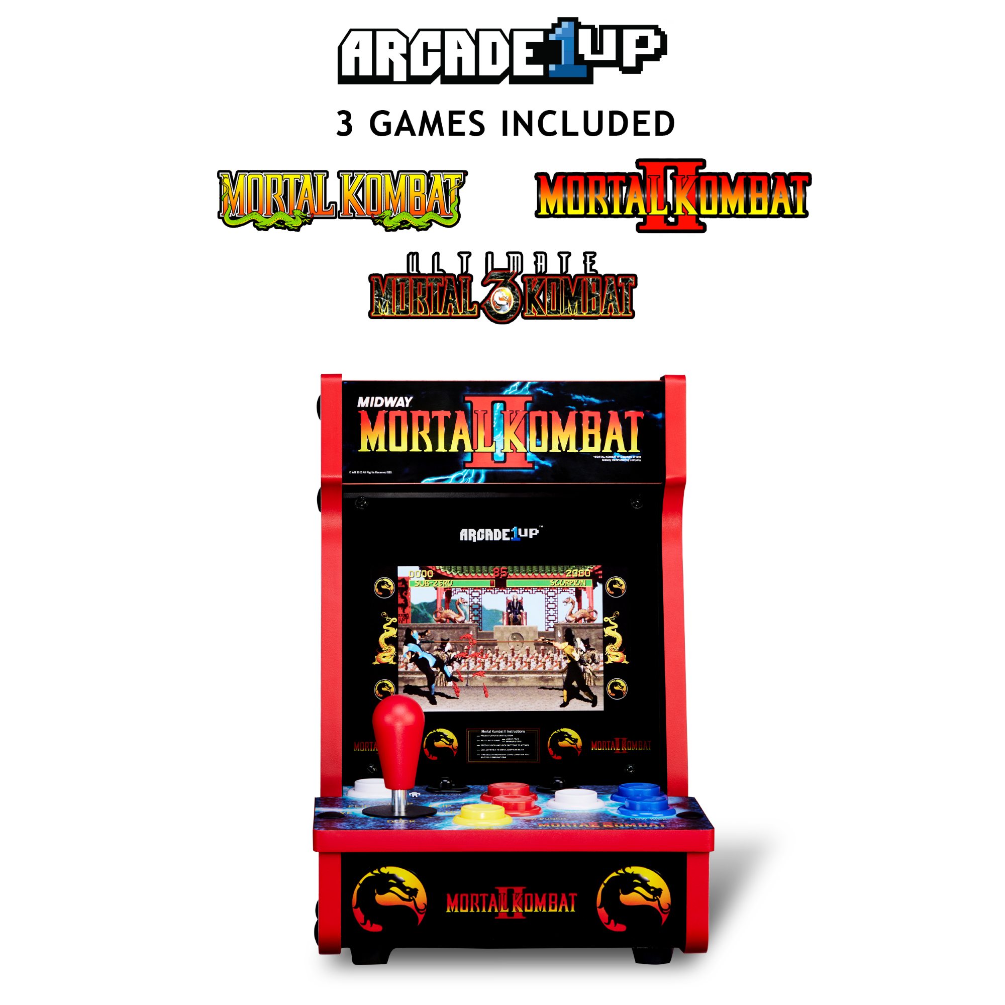 Arcade1Up Mortal Kombat II Countercade Countertop Arcade Machine with 3 Games