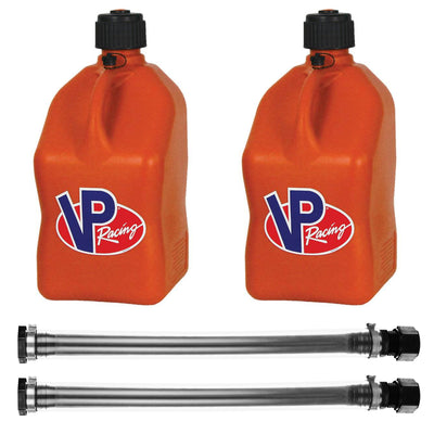 VP Racing Fuels 14" Container Hose (2 Pack) & 5 Gallon Fuel Jug, Orange (2 Pack)