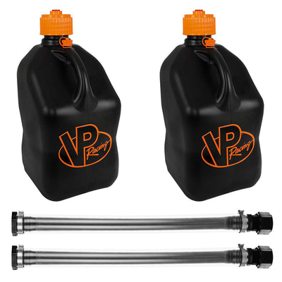 VP Racing Fuels 14" Hose (2 Pack) & 5 Gallon Utility Jug, Black/Orange (2 Pack)