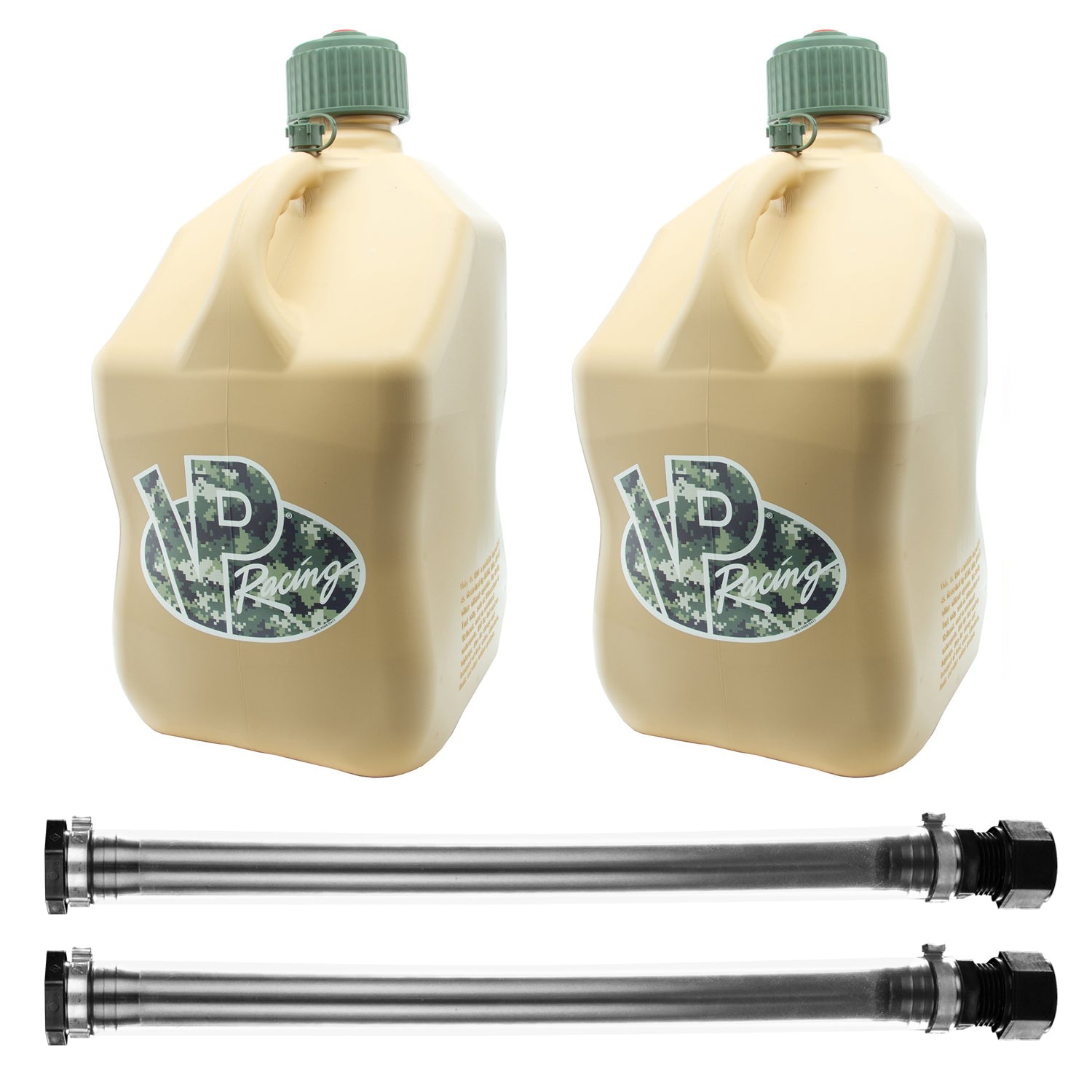 VP Racing Fuels 14 In Container Hose (2 Pack) & 5 Gallon Fuel Jug, Tan (2 Pack)