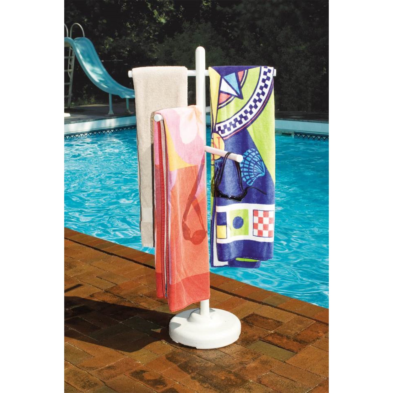 Hydrotools Indoor Outdoor Swimming Pool Weighted Poolside Towel Rack (2 Pack) - VMInnovations