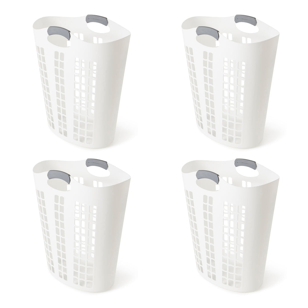 Gracious Living Easy Carry Flex 87 L Plastic Laundry Hamper, White (4 Pack)