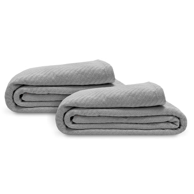 Elite Home 108 x 90 Inch 100 Percent Cotton Throw Blanket, King, Oyster (2 Pack)