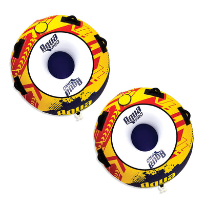 AquaPro Heavy Duty Deck Style Towable 1 Person Riders, Yellow and Red (2 Pack) - VMInnovations