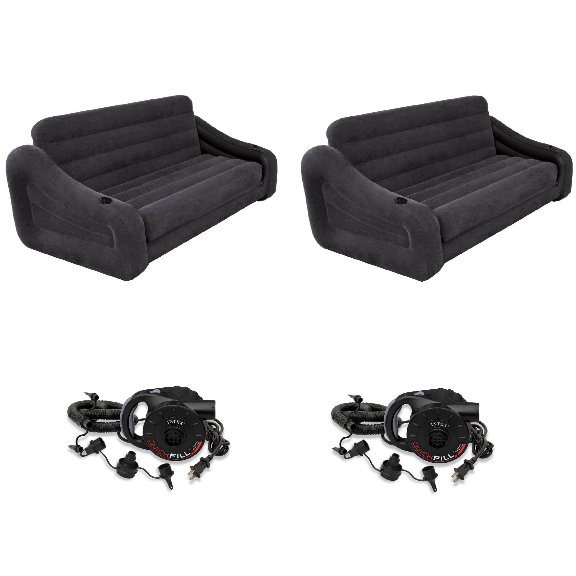 Intex Queen Size Pull Out Sofa Couch (2 Pack)Electric Air Pump (2 Pack)