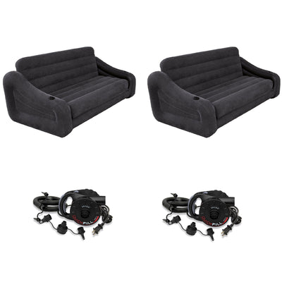 Intex Queen Size Pull Out Sofa Couch (2 Pack)Electric Air Pump (2 Pack)