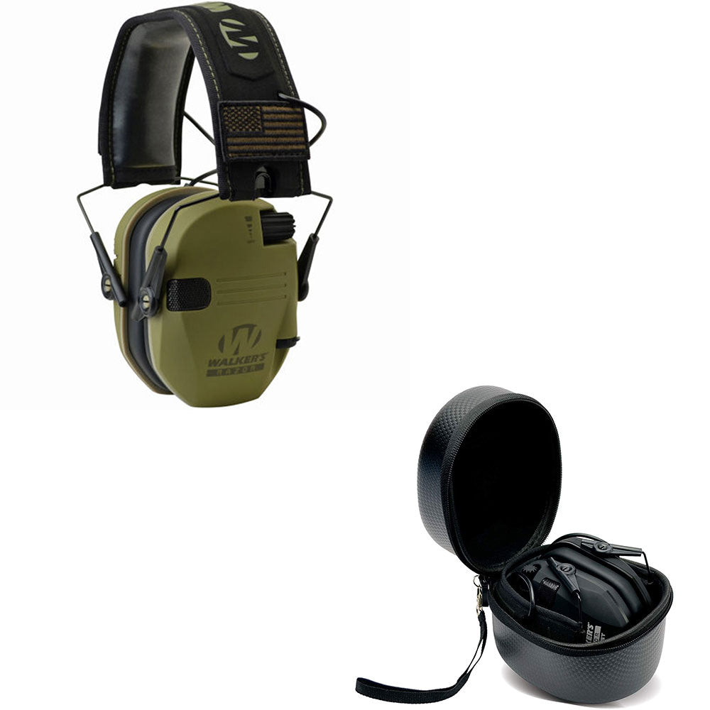 Walker's Razor Slim Shooter Patriot Electronic Protection Earmuffs with Case