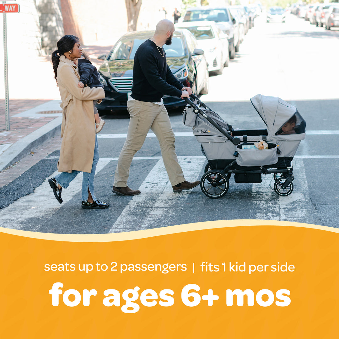 Larktale Coupe V2 Compact Stroller, Reclining 2-Seat Wagon, Gray/Black(Open Box)