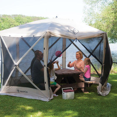 Gazelle G6 8 Person 6 Sided 124"x124" Portable Canopy Gazebo Screen Tent (Used)