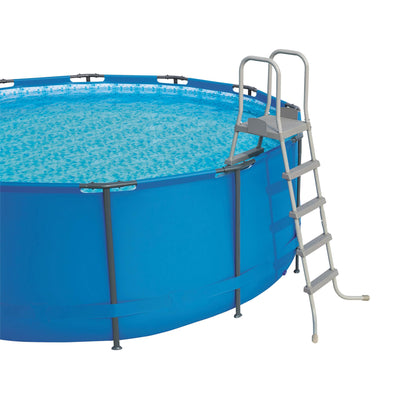 Bestway 52 In SteelPool Safety Ladder w/ No-Slip 9x36-Inch Vinyl Pool Ladder Mat