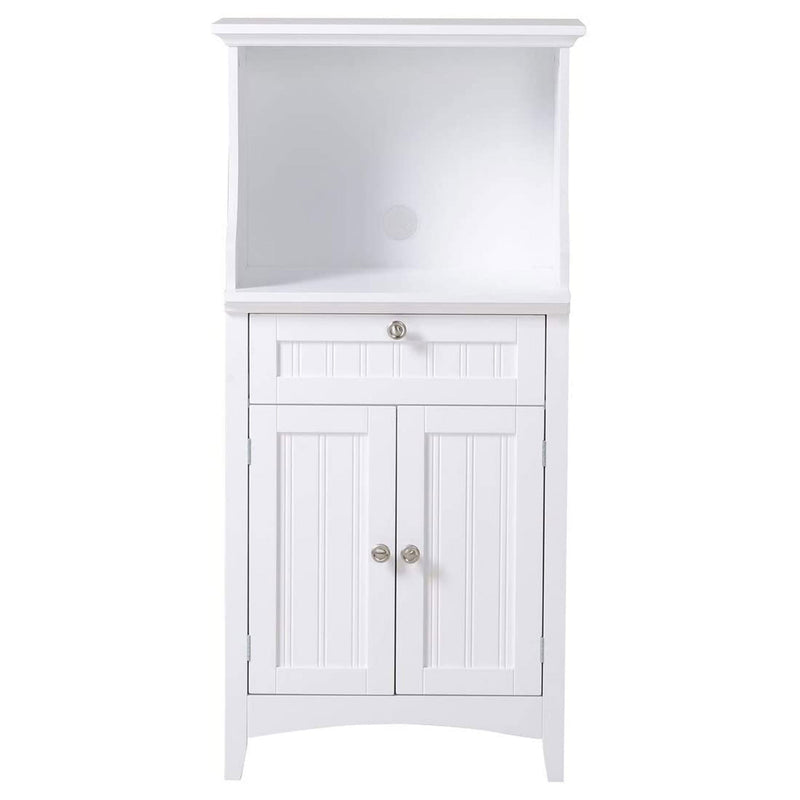 American Furniture Microwave Kitchen Utility Cart Stand Cabinet, White (Used)