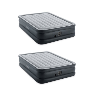 Intex Queen Air Mattress w/ Built-in Electric Pump, Gray (2 Pack)