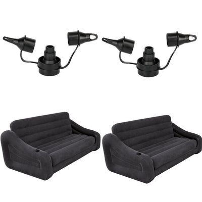 Intex 120V Quick Fill Electric Air Pump(2 Pack) & Inflatable Queen Futon(2 Pack)