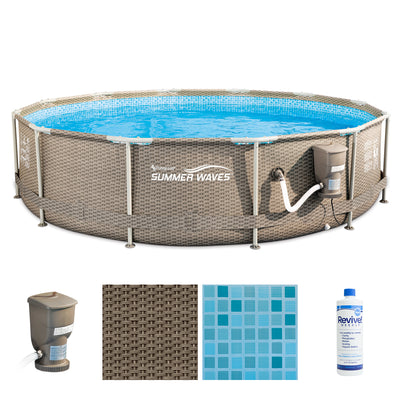 Summer Waves P20012335 12ft x 30in Above Ground Frame Swimming Pool Set, Tan