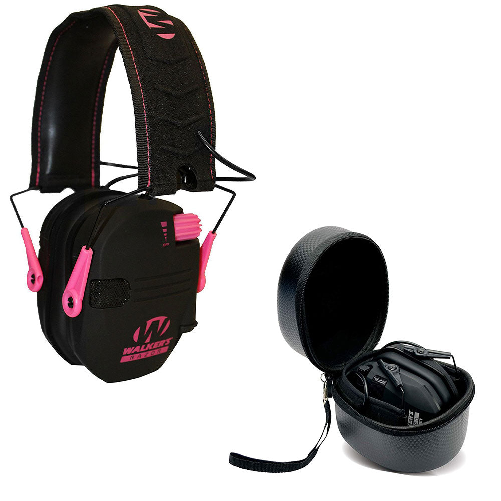 Walker's Razor Slim Shooter Pink Electronic Hearing Protection Earmuff w/ Case