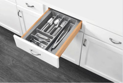 Rev-A-Shelf GCT-3S-52 Plastic Compartment Cutlery Tray Insert Organizer, Silver
