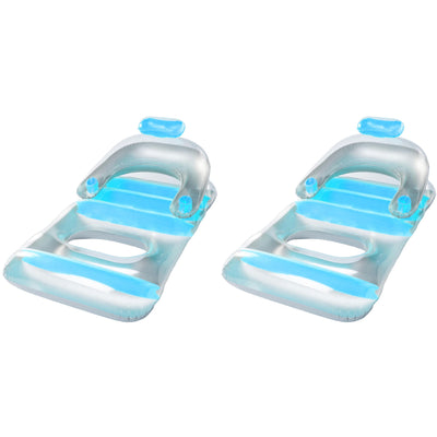 Swimline Swimming Pool Inflatable Floating Lounge Chair with Cupholders (2 Pack)