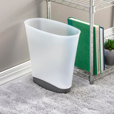 Sterilite 10303V06 2.4 Gallon Space-Saving Slim Portable Wastebasket, Clear/Gray