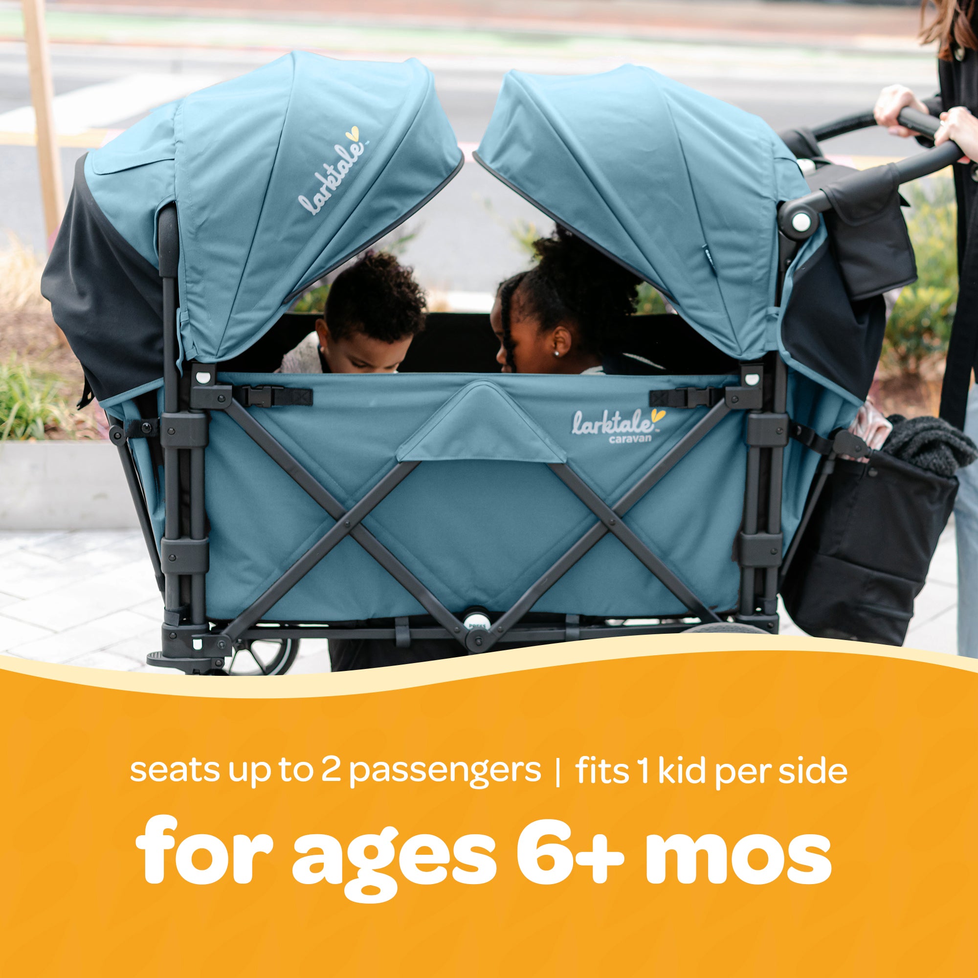 Larktale Caravan V3 Stroller, 2-Seater Kids Wagon, 207 lb Capacity, Seaford Blue - VMInnovations